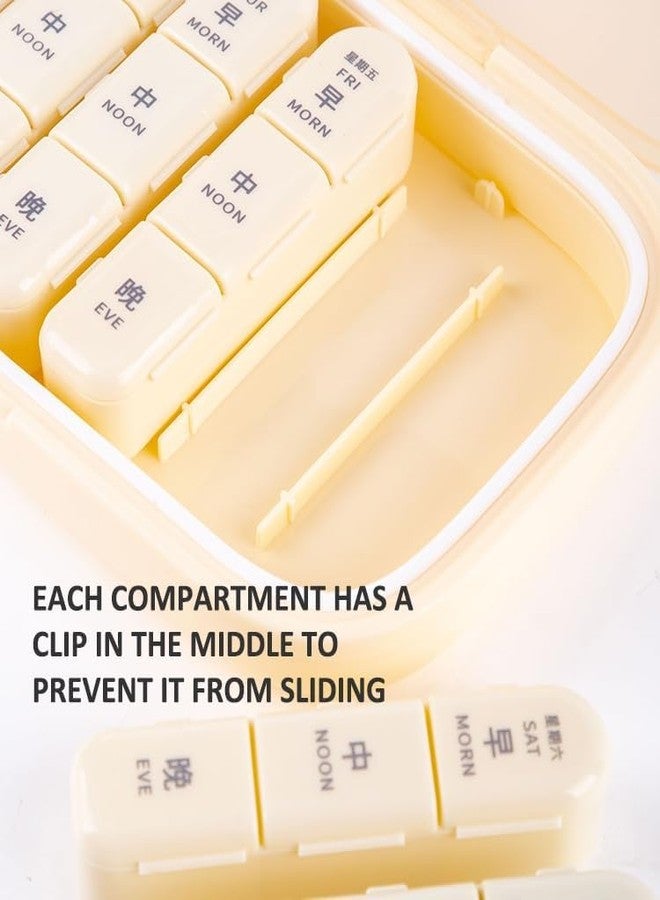 CLOUDTAB Weekly Pill Box 7 Day - 21 Compartment, 3 Times a Day Daily Medicine, Vitamin & Tablet Organizer Portable Travel-Friendly Pill Case Medication Reminder Storage - Image 2